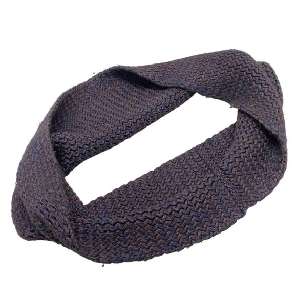 Auth HERMES - Dark Navy Dark Brown Alpaca Silk Scarf - Picture 1 of 4